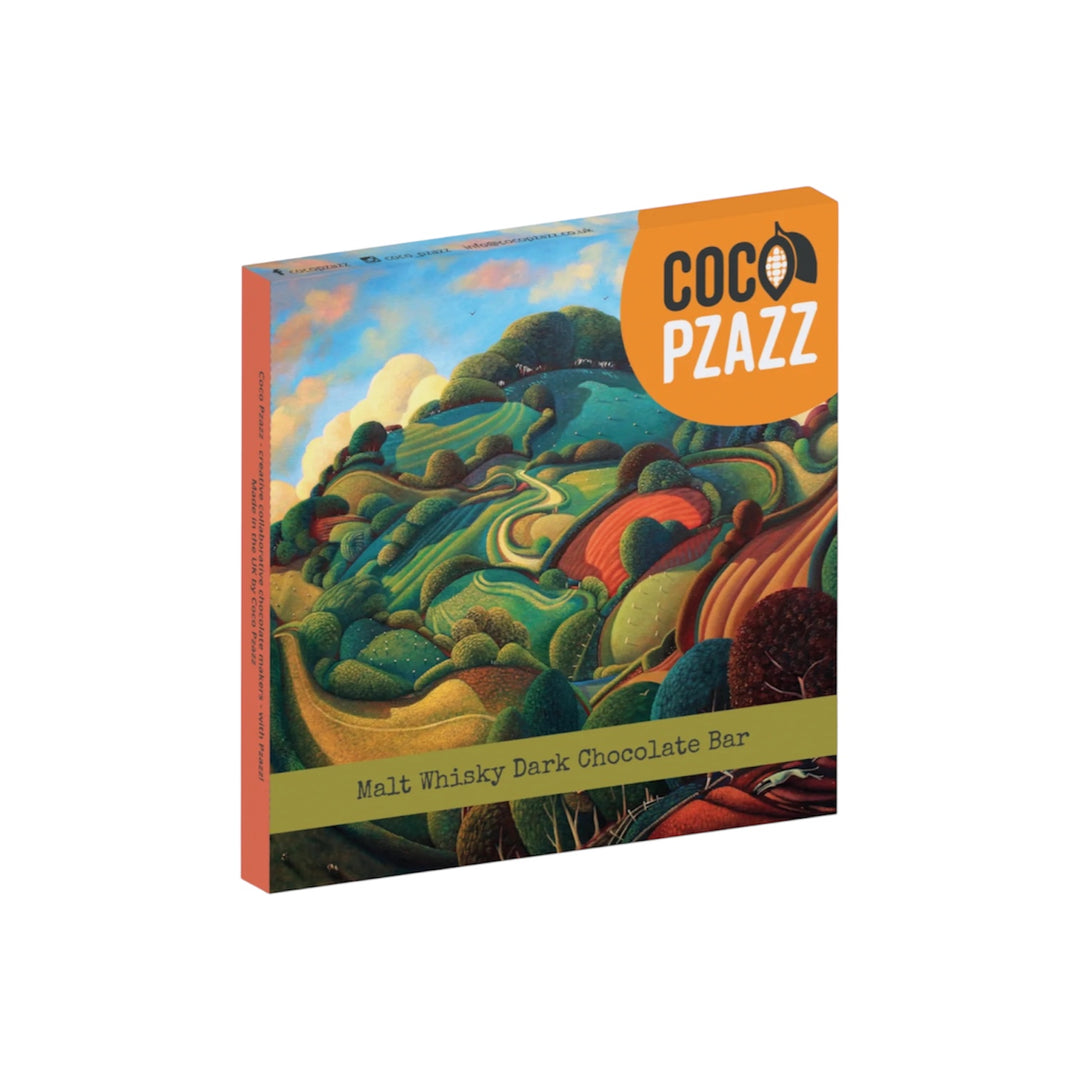 Jo March “Rolling Hills” Malt Whisky Vegan Dark Chocolate Bar 80g | Coco Pzazz