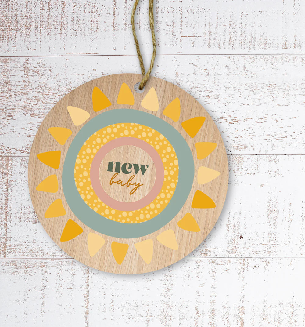 New Baby Painted Wooden Decoration | Max Rocks | Anglesey Hamper Co.