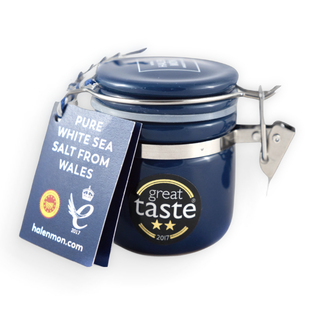 Little Ceramic Jar with Pure Sea Salt (15g) | Halen Môn | Anglesey Hamper Co.