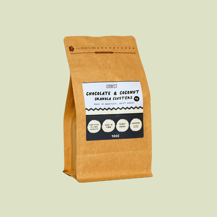 Chocolate & Coconut Granola Clusters 400g VG | CRWST | Anglesey Hamper Co.