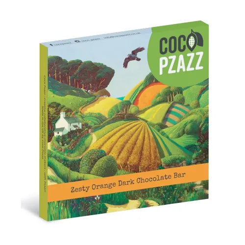 "Farmland" Zesty Orange Dark Chocolate Bar – 80g | Coco Pzazz | Anglesey Hamper Co.