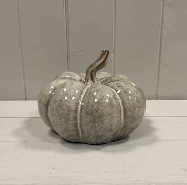 Beige Mottle Ceramic Pumpkin Decoration – 15cm