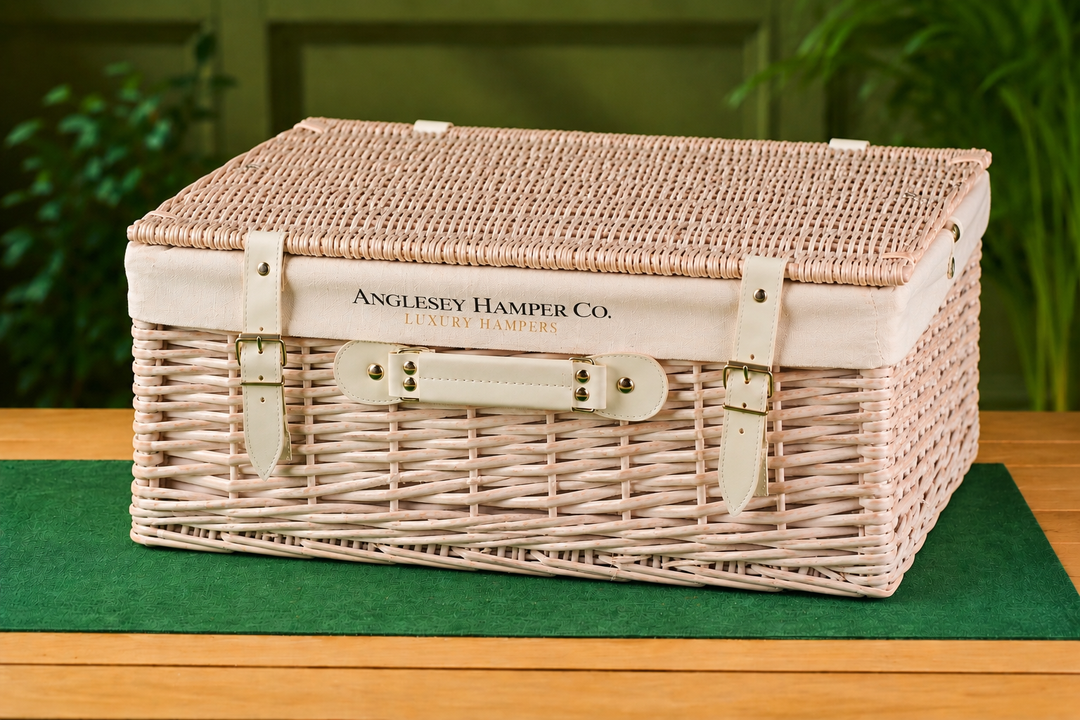 Large White Wicker Hamper Basket (Fits Approx. 12-18 Items)