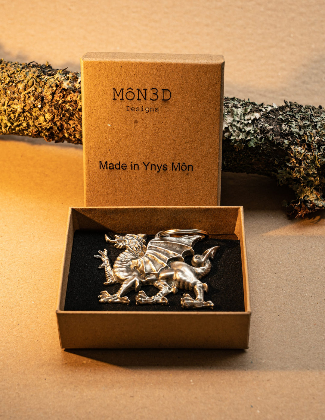 Welsh Dragon 3D Keyring – Cast Pewter | Mon 3D | Anglesey Hamper Co.