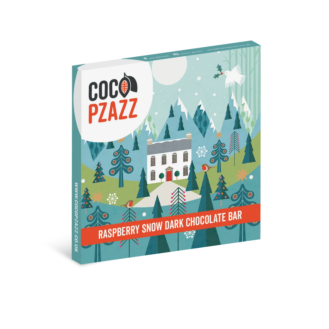 Snowy Manor Dark Chocolate &amp; Raspberry Snow Flurry 80g | Coco Pzazz