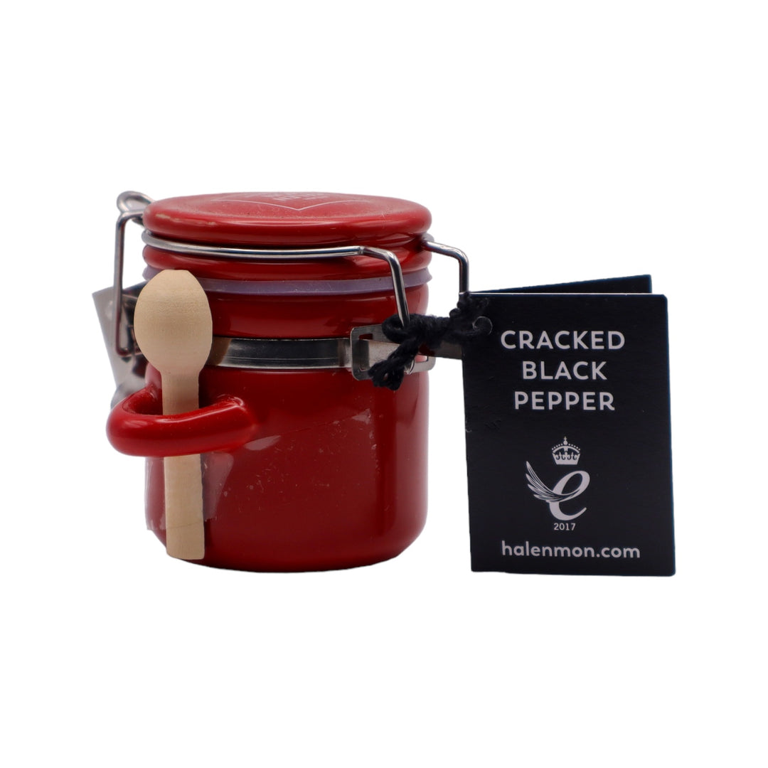 Little Ceramic Jar with Cracked Black Pepper (15g) | Halen Môn | Anglesey Hamper Co.