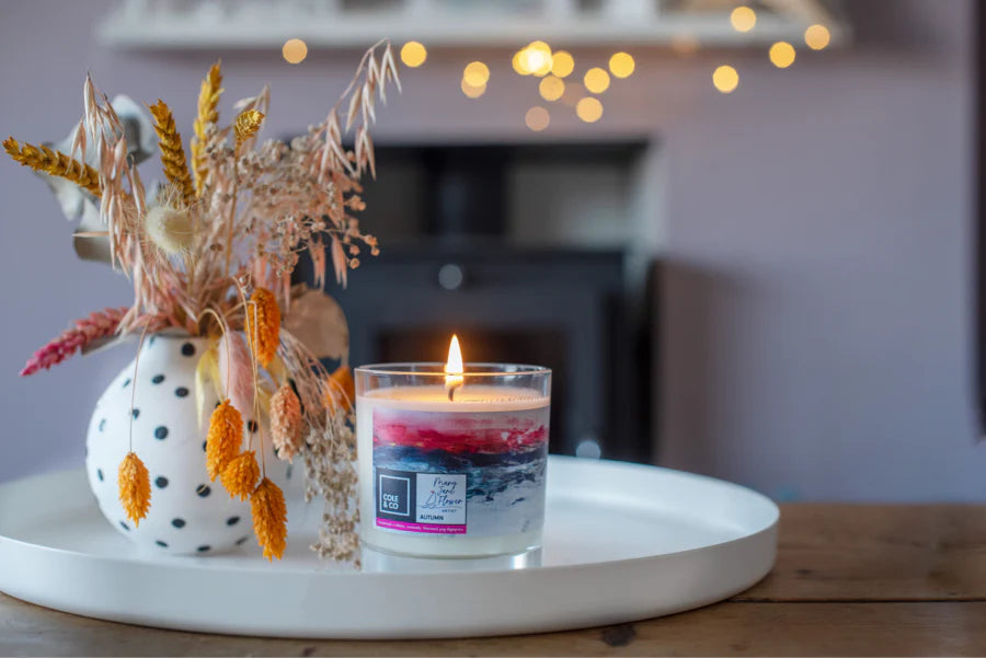 Mary Jane Flower Autumn Candle Mandarin & Black pepper | Cole & Co. | Anglesey Hamper Co.