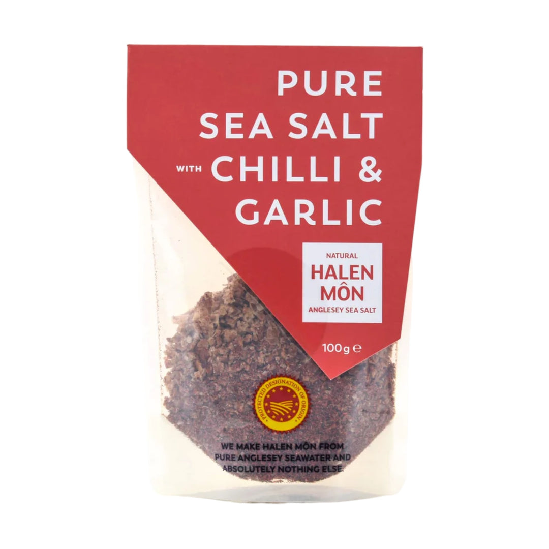 Pure Sea Salt with Chilli & Garlic 100g | Halen Mon | Anglesey Hamper Co.