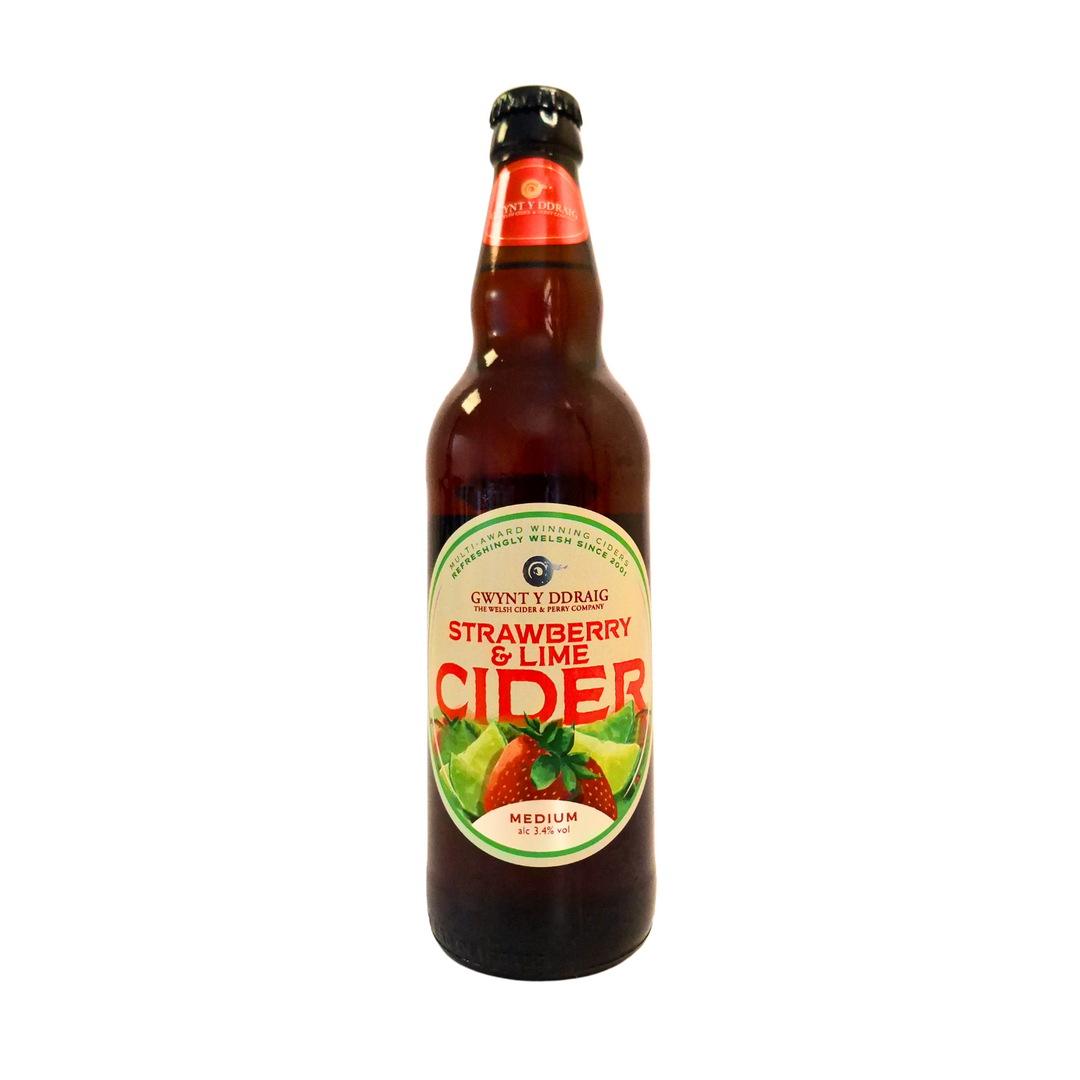 Strawberry & Lime Cider – 500ml | Gwynt y Ddraig | Anglesey Hamper Co.