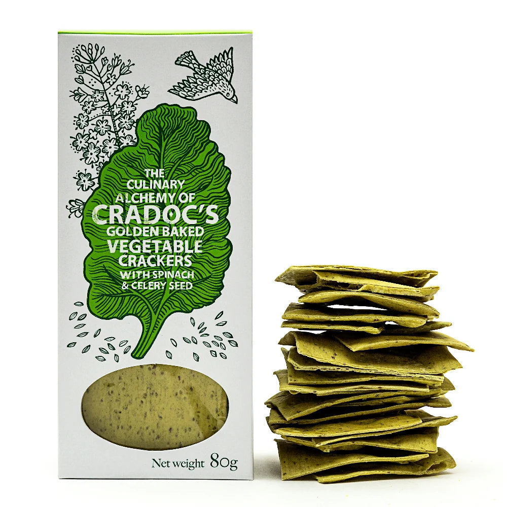 Spinach & Celery Seed Crackers (v) | Cradoc's Crackers | Anglesey Hamper Co.