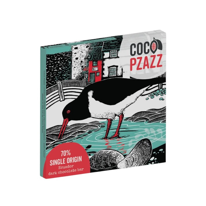 Vegan Fox & Boo (Oystercatcher) 70% Single Origin Dark Chocolate Bar 80g | Coco Pzazz