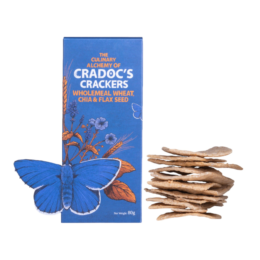 Wholemeal Wheat, Chia, and Flax Seed Crackers | Cradoc's Crackers | Anglesey Hamper Co.