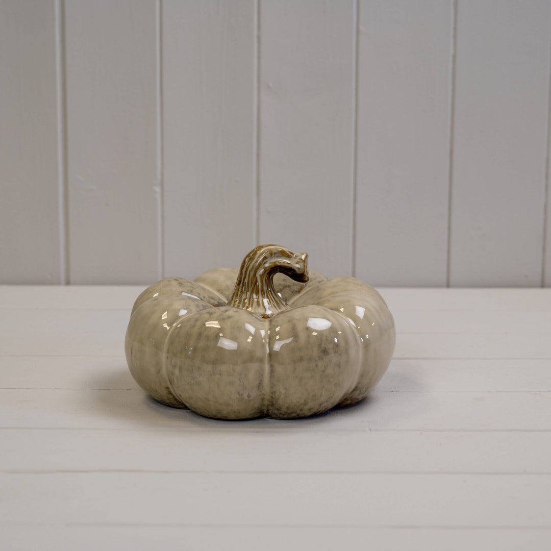 Beige Mottle Ceramic Pumpkin Decoration – 18cm
