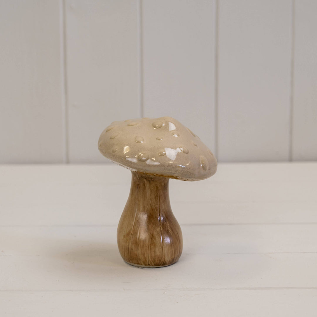 Beige Ceramic Mushroom Decoration – 11.7cm