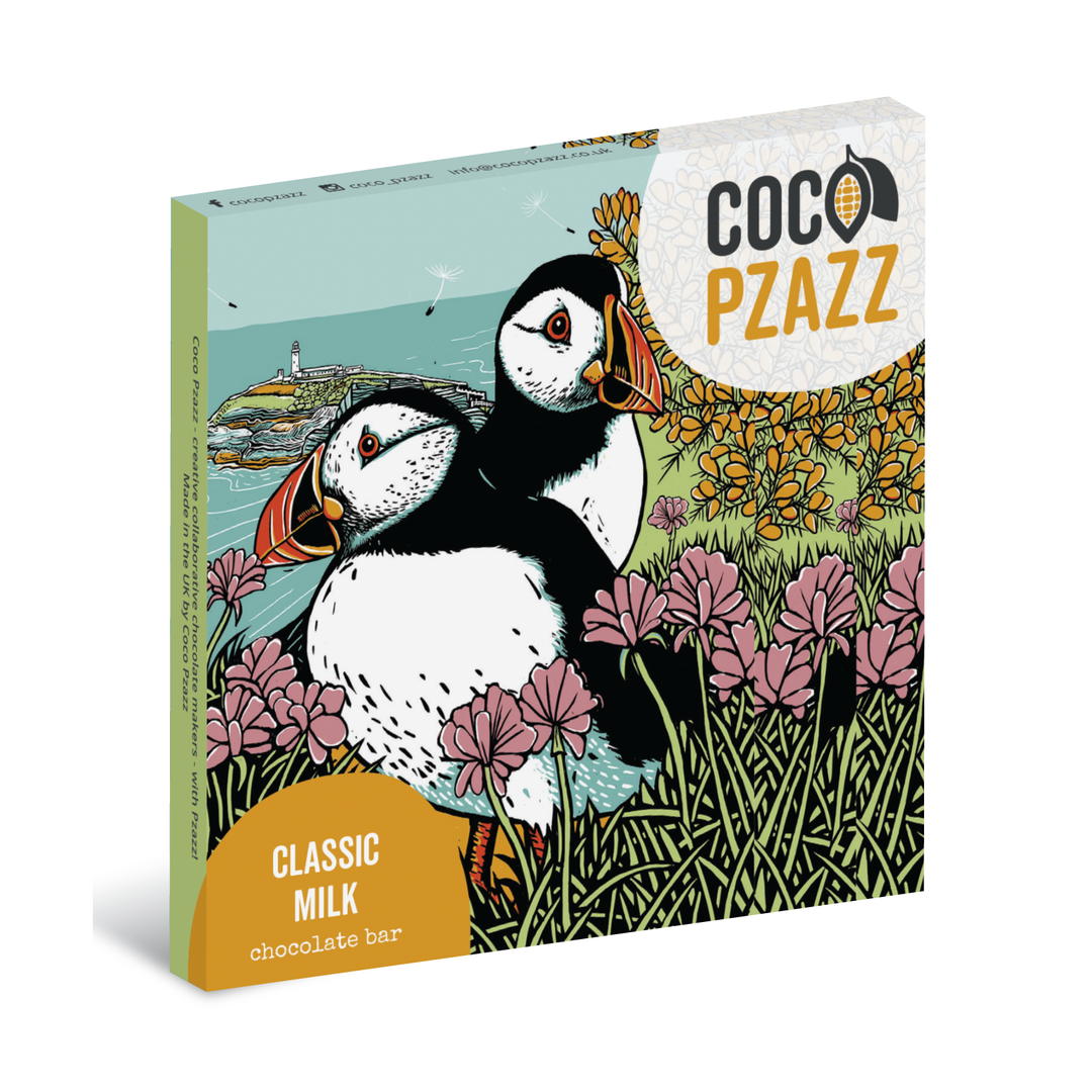 Fox & Boo Puffin (Puffin) Classic Milk Chocolate Bar 80g | Coco Pzazz