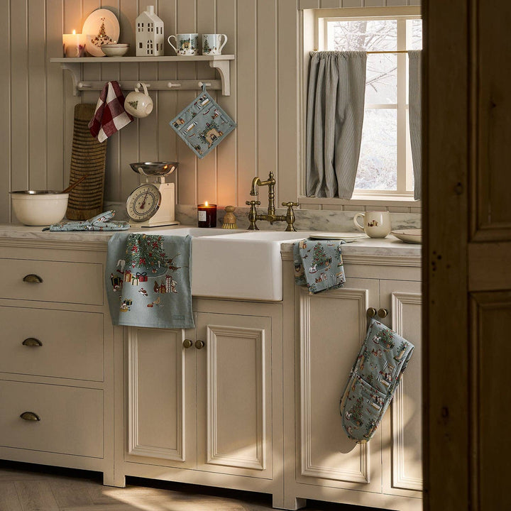 Cosy Christmas Scene Tea Towel