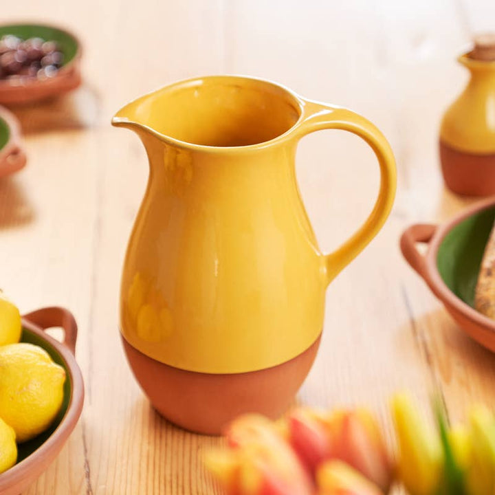 Sintra Glazed Terracotta Jug – Ochre (Yellow)