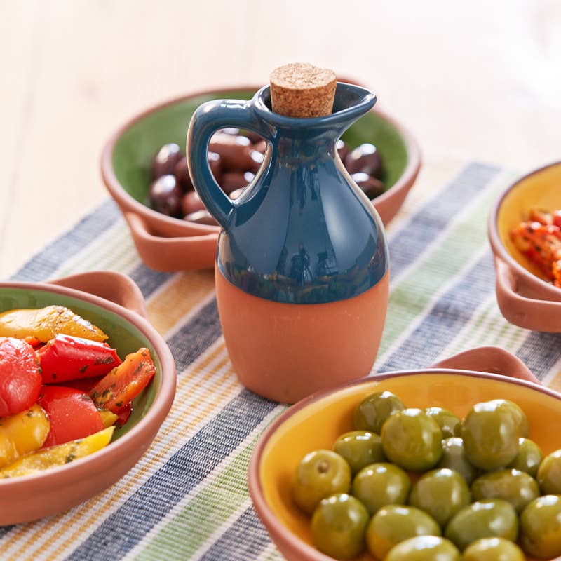 Sintra Glazed Terracotta Oil Drizzler – Ink Blue