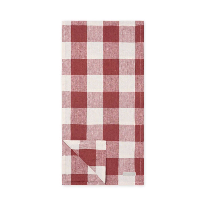 Rustic Red Gingham Linen Table Runner: 35 x 200cm