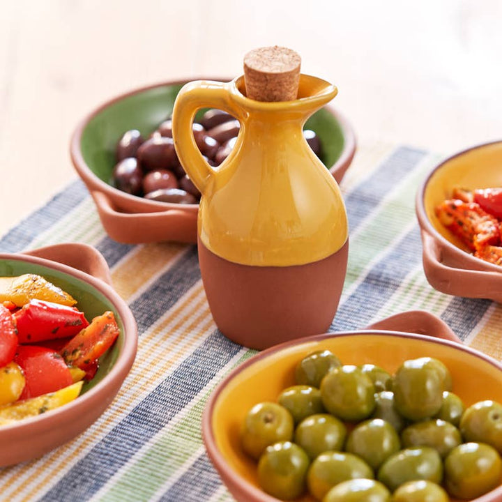 Sintra Glazed Terracotta Oil Drizzler - Ochre (Yellow)