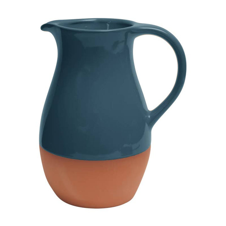 Tall Terracotta Jug – Ink Blue Glaze