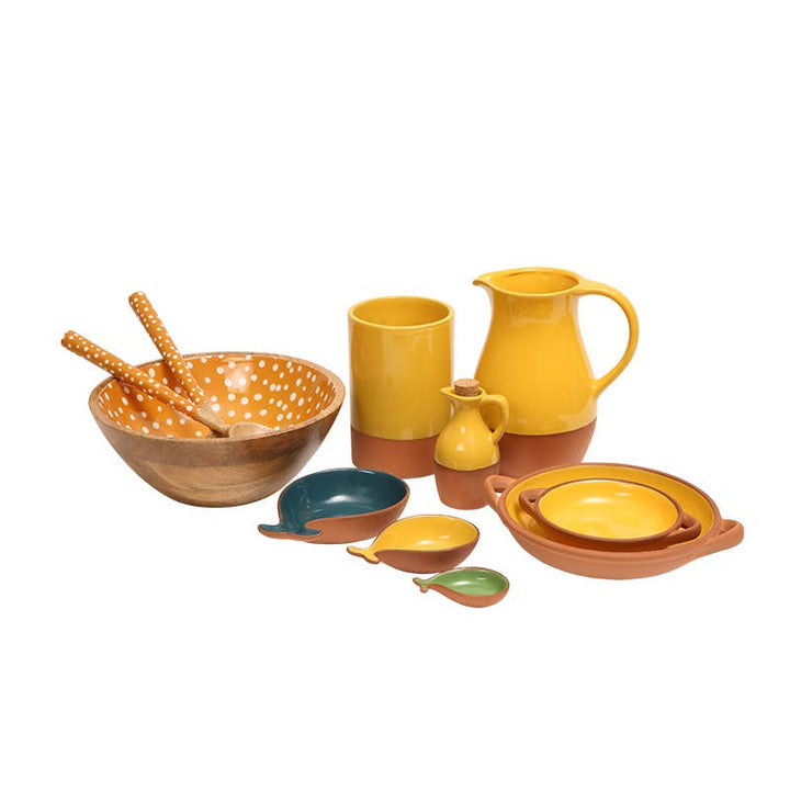 Sintra Glazed Terracotta Oil Drizzler - Ochre (Yellow)