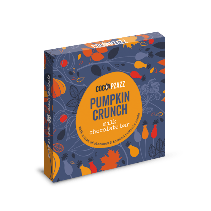 Pumpkin Crunch Milk Chocolate Bar – 80g | Coco Pzazz
