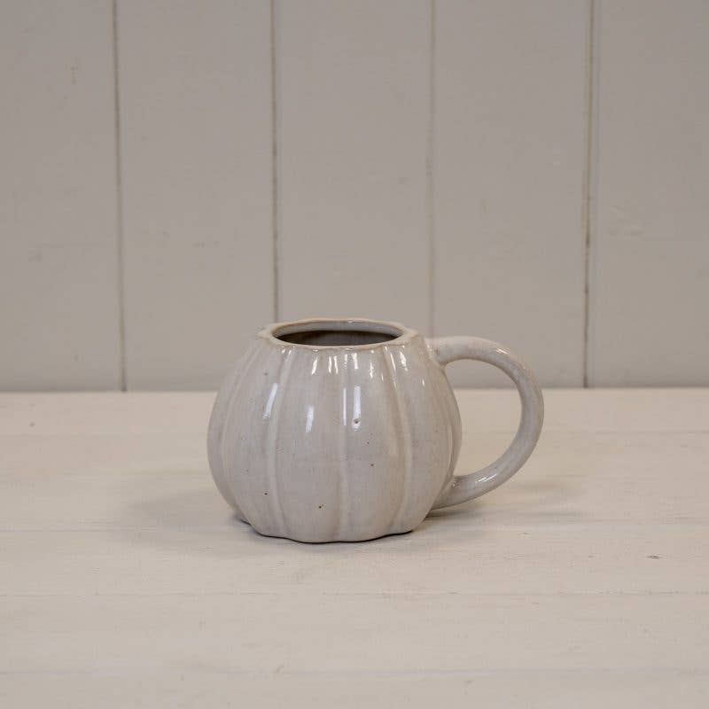 White Ceramic Pumpkin Cup – 14cm