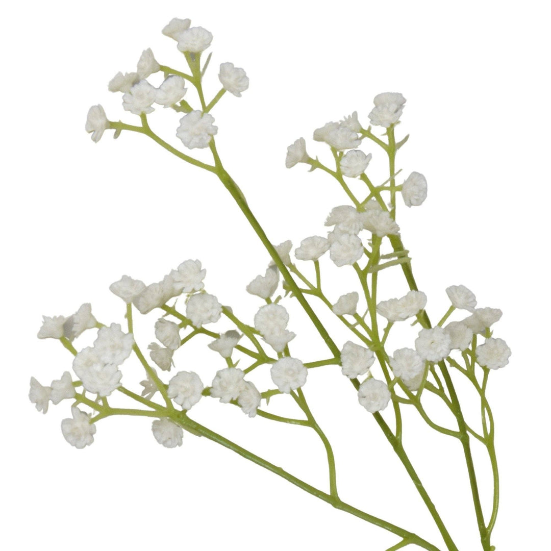 Faux Gypsophila Stem – Green with White Flowers (62cm)