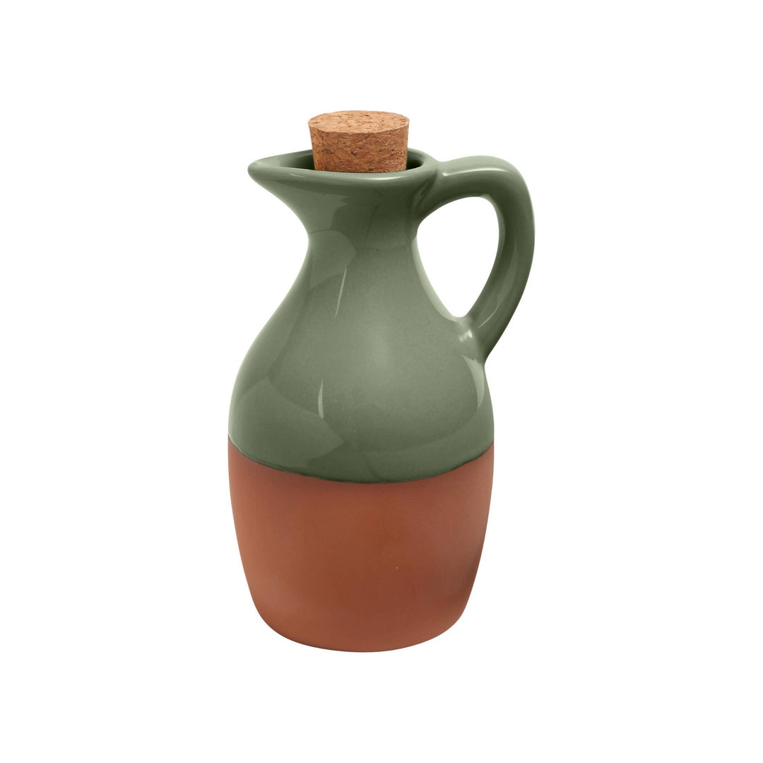 Sintra Glazed Terracotta Oil Drizzler – Olive Green
