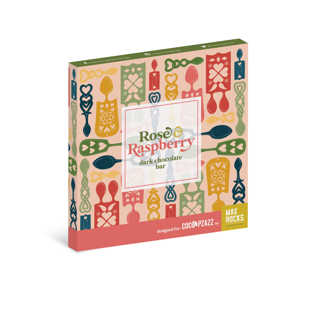 Vegan Max Rocks Rose & Raspberry Dark Chocolate 80g | Coco Pzazz