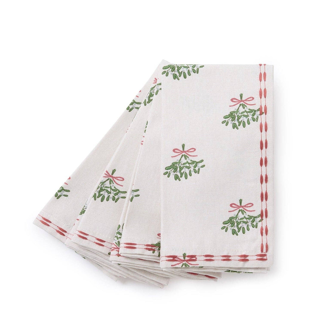 Mistletoe Embroidered Napkins (Set of 4)