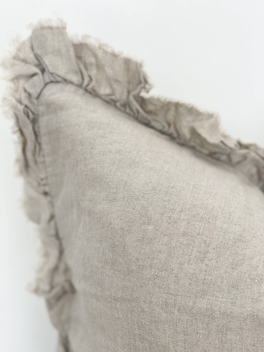 Hallie Ruffled Linen Cushion Cover – Natural Beige: 53 x 53 cm