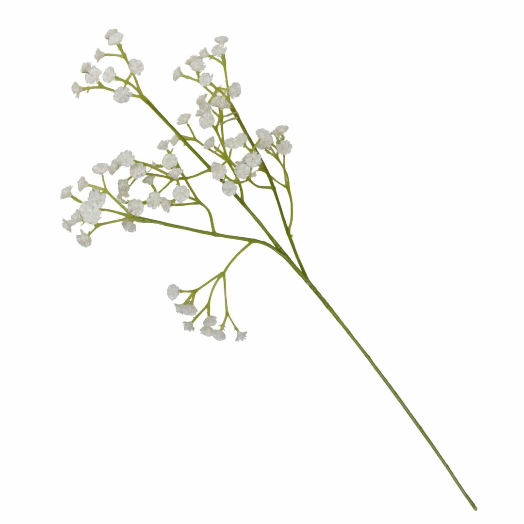 Faux Gypsophila Stem – Green with White Flowers (62cm)