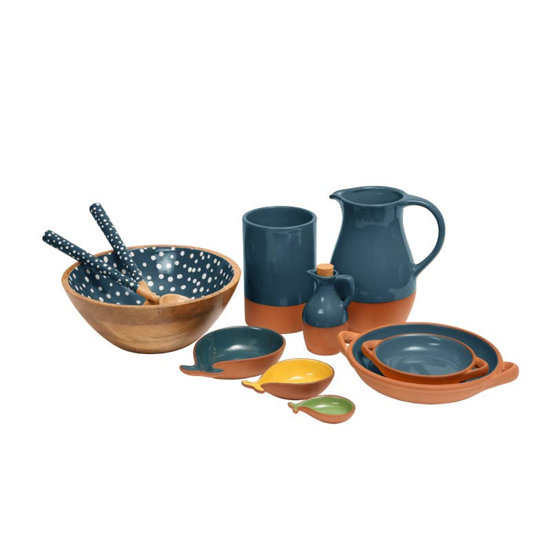 Sintra Glazed Terracotta Oil Drizzler – Ink Blue