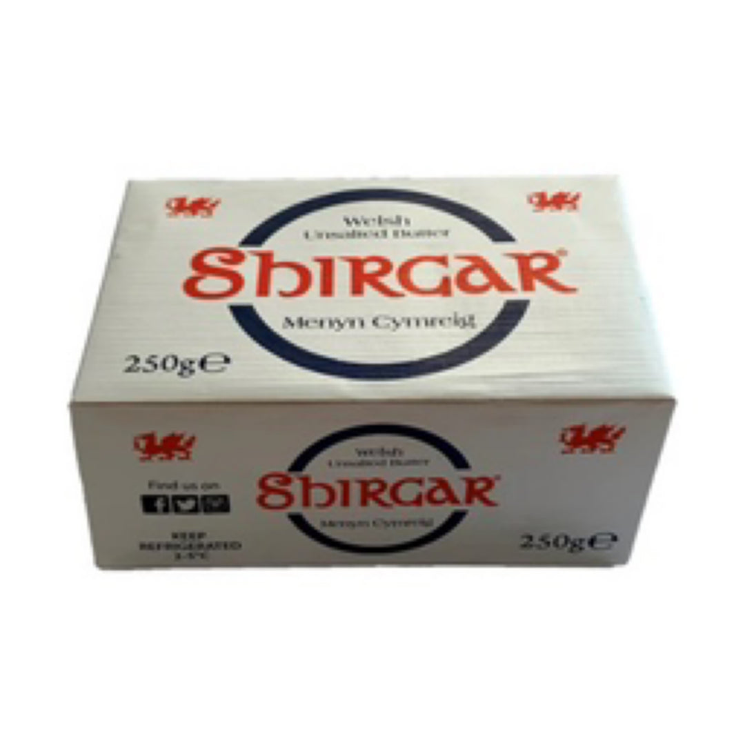 Welsh Unsalted Butter – 250g | Shirgar | Anglesey Hamper Co.