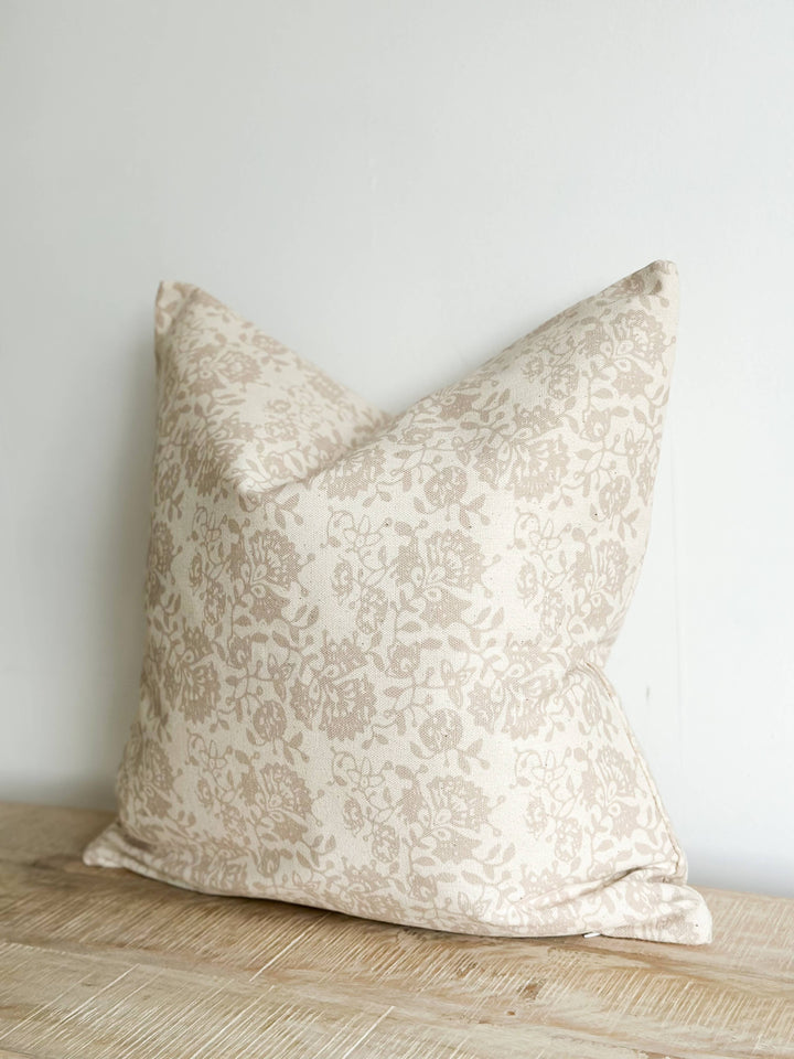 Aria Cotton Cushion Cover – Beige Print: 45 x 45 cm
