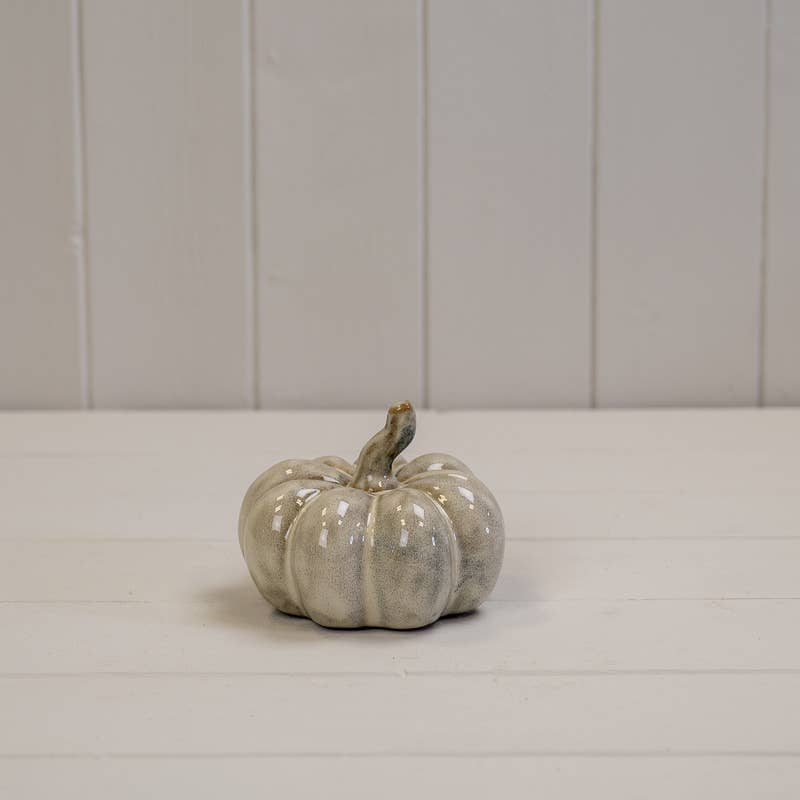 Beige Mottle Ceramic Pumpkin Decoration – 10cm