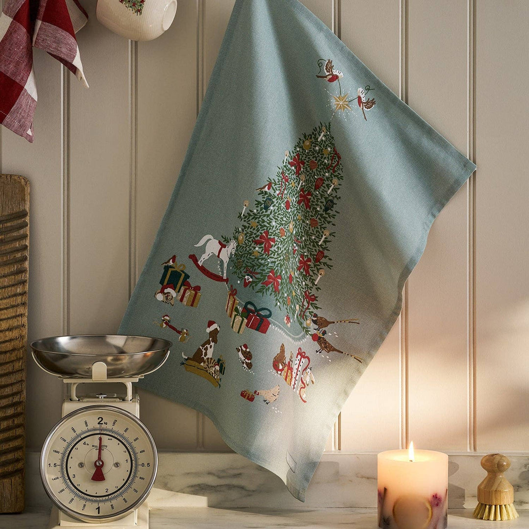 Cosy Christmas Scene Tea Towel
