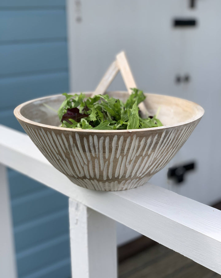 Bleached Mango Wood Bowl – 20cm | Shoeless Joe
